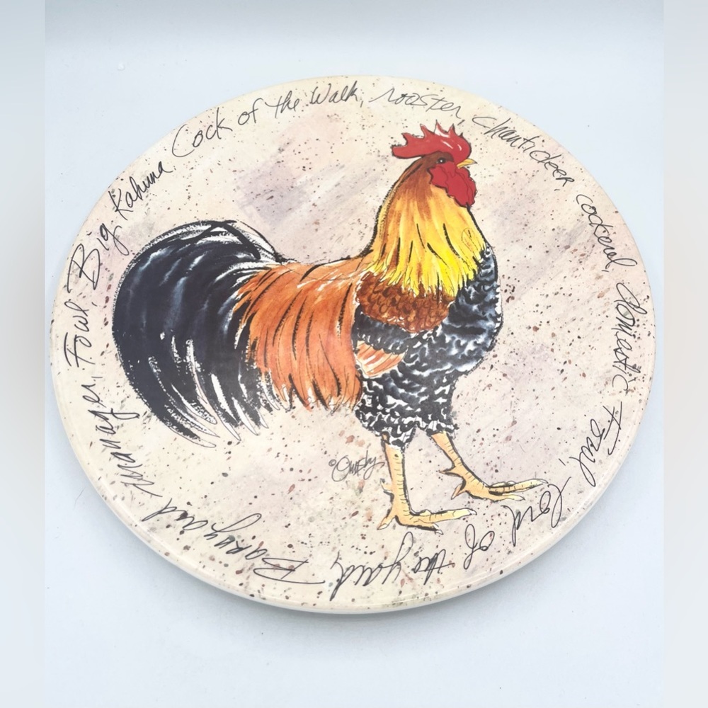 SANTA BARBARA CERAMIC DESIGN ROOSTER FOWL 10" Plate By Omsby Farmhouse EUC